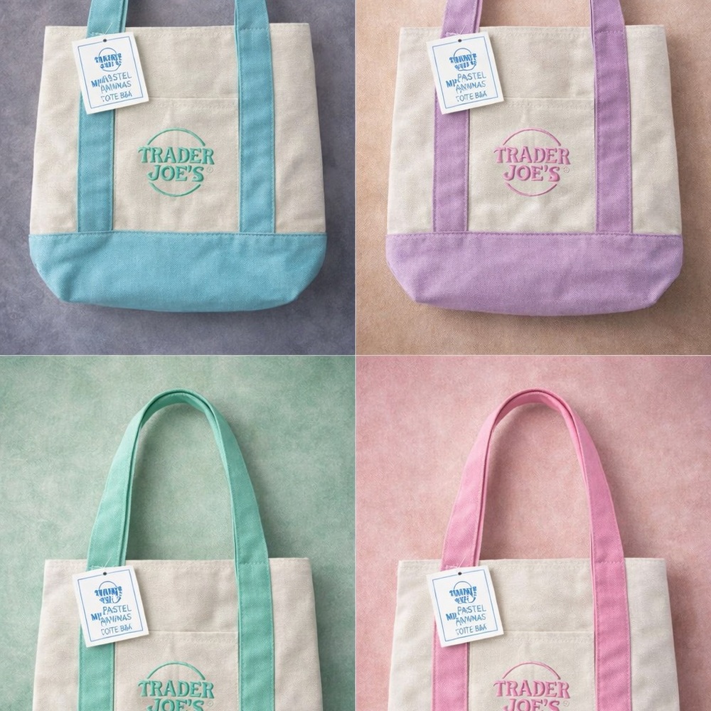 Trader Joe's Pastel Canvas Tote Bag - Mint, Pink, Lavender, Aqua Options